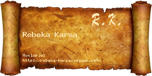Rebeka Karsa névjegykártya